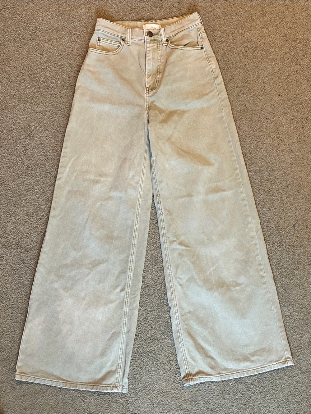 BDG Wide Leg Jeans Womens 25 Cream High Rise 5 Pocket Zip Fly Casual Denim Pants